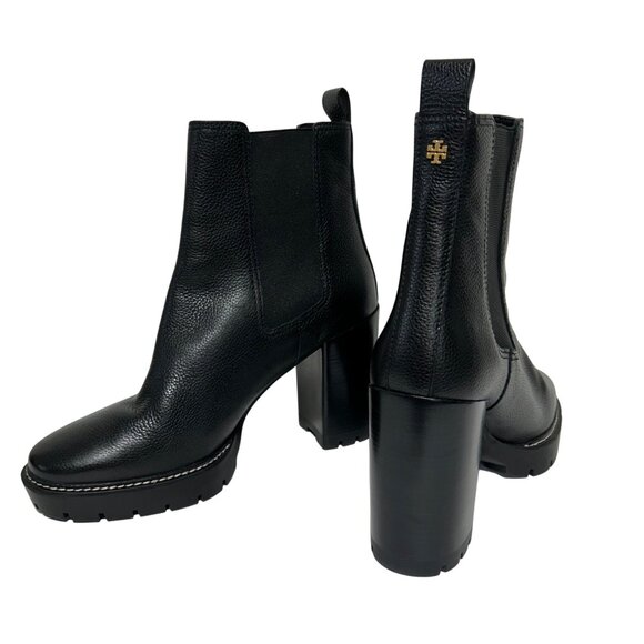 Tory Burch Carson Tumbled Leather Classic Chelsea Lug Sole Ankle Boots - Picture 13 of 13